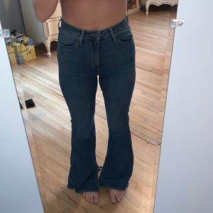 JustBlack Bootleg BlueJeans with Inside Slit